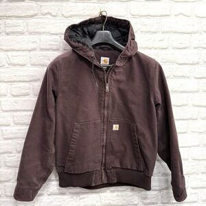 Carhartt Women's Washed Duck Quilted Thinsulate Jacket Sz Large Dark Plum Purple